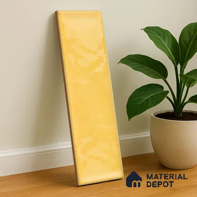 Subway Wall Tile TL 04966 M Cielo Shade 1 Goldfinch Yellow 12 x 3 inch Ceramic Glossy Finish - 6.5 mm | Suitable for Highlighter Walls, Foyer, Bathroom, Kitchen Wall & Backsplashes