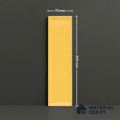 Subway Wall Tile TL 04966 M Cielo Shade 1 Goldfinch Yellow 12 x 3 inch Ceramic Glossy Finish - 6.5 mm | Suitable for Highlighter Walls, Foyer, Bathroom, Kitchen Wall & Backsplashes