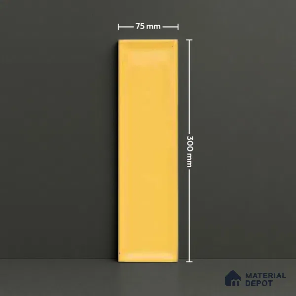 Subway Wall Tile TL 04966 M Cielo Shade 1 Goldfinch Yellow 12 x 3 inch Ceramic Glossy Finish - 6.5 mm | Suitable for Highlighter Walls, Foyer, Bathroom, Kitchen Wall & Backsplashes
