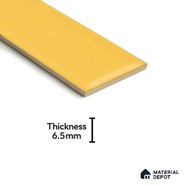Subway Wall Tile TL 04966 M Cielo Shade 1 Goldfinch Yellow 12 x 3 inch Ceramic Glossy Finish - 6.5 mm | Suitable for Highlighter Walls, Foyer, Bathroom, Kitchen Wall & Backsplashes