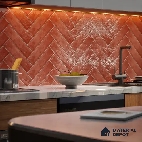 Subway Wall Tile TL 04966 Cielo Shade 1 Maroon Mystix 12 x 3 inch Ceramic Glossy Finish - 6.5 mm | Suitable for Highlighter Walls, Foyer, Bathroom, Kitchen Wall & Backsplashes