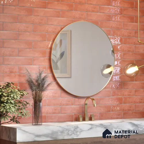 Subway Wall Tile TL 04966 Cielo Shade 1 Maroon Mystix 12 x 3 inch Ceramic Glossy Finish - 6.5 mm | Suitable for Highlighter Walls, Foyer, Bathroom, Kitchen Wall & Backsplashes