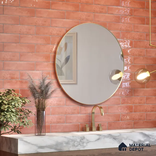 Subway Wall Tile TL 04966 Cielo Shade 1 Maroon Mystix 12 x 3 inch Ceramic Glossy Finish - 6.5 mm | Suitable for Highlighter Walls, Foyer, Bathroom, Kitchen Wall & Backsplashes (Sample)