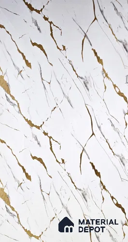 White Marble Look UPVC High Gloss Finish UV Marble Polygranite Sheets 8 ft x 4 ft | PG 0071 - 3 mm