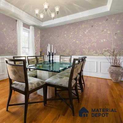 Phoolbagh, Beautiful Chinoiserie Wallpaper Sukoon Series Canvas Chinoserie Design (Customised Size Wallpaper)
