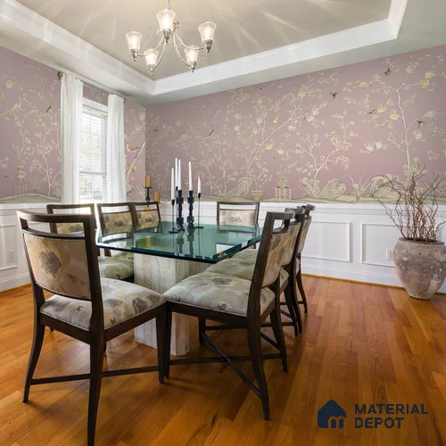 Phoolbagh, Beautiful Chinoiserie Wallpaper Sukoon Series Canvas Chinoserie Design (Customised Size Wallpaper)