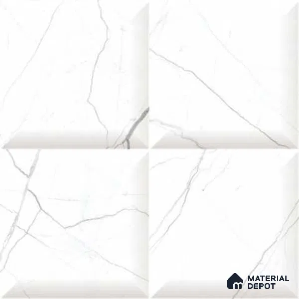 3D Wall Tile TL 01451 B Piazza Alfie White 300 x 300 mm Ceramic Glazed Glossy Finish Tile - 9 mm