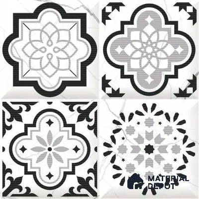Highlighter Wall Tile TL 01451 A Piazza Alfie White HL2 1 ft x 1 ft Ceramic Glazed Glossy Finish Tile - 9 mm | Suitable For Kitchen & Bathroom