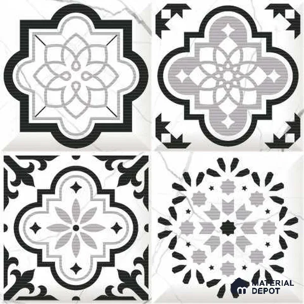 Highlighter Wall Tile TL 01451 A Piazza Alfie White HL2 1 ft x 1 ft Ceramic Glazed Glossy Finish Tile - 9 mm | Suitable For Kitchen & Bathroom