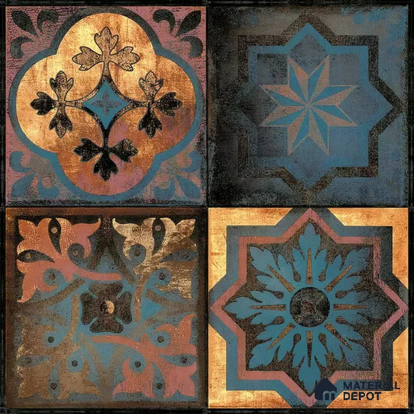 Moroccan Wall Tile TL 01453 B Piazza Elis Decor 1 ft x 1 ft Ceramic Glossy Finish Tile - 9 mm | Suitable for Bathroom, Kitchen & Balcony | Please Expect a Slight Variation of Pattern