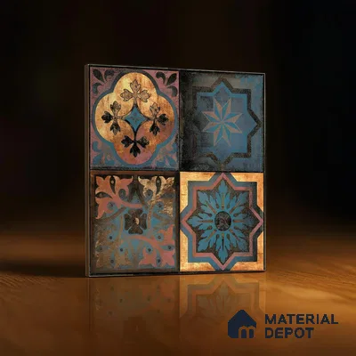 Moroccan Wall Tile TL 01453 B Piazza Elis Decor 1 ft x 1 ft Ceramic Glossy Finish Tile - 9 mm | Suitable for Bathroom, Kitchen & Balcony | Please Expect a Slight Variation of Pattern
