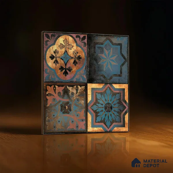 Moroccan Wall Tile TL 01453 B Piazza Elis Decor 1 ft x 1 ft Ceramic Glossy Finish Tile - 9 mm | Suitable for Bathroom, Kitchen & Balcony | Please Expect a Slight Variation of Pattern