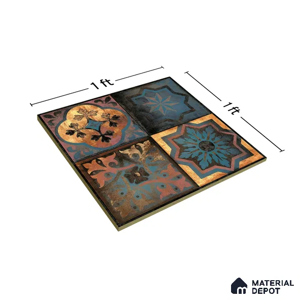Moroccan Wall Tile TL 01453 B Piazza Elis Decor 1 ft x 1 ft Ceramic Glossy Finish Tile - 9 mm | Suitable for Bathroom, Kitchen & Balcony | Please Expect a Slight Variation of Pattern