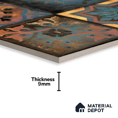 Moroccan Wall Tile TL 01453 B Piazza Elis Decor 1 ft x 1 ft Ceramic Glossy Finish Tile - 9 mm | Suitable for Bathroom, Kitchen & Balcony | Please Expect a Slight Variation of Pattern