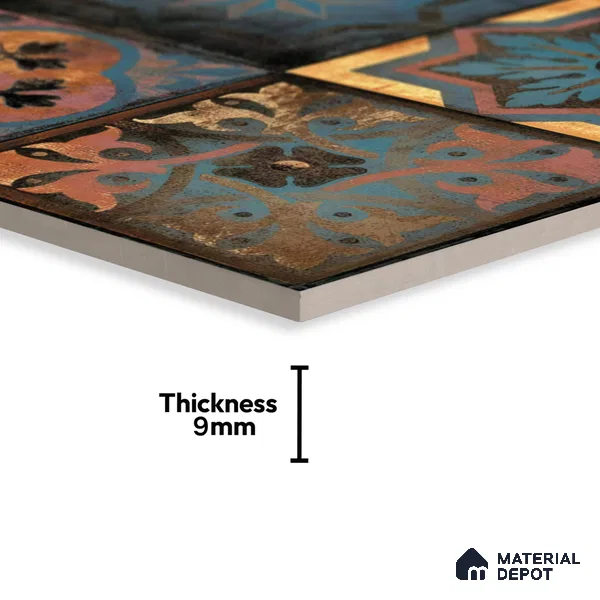 Moroccan Wall Tile TL 01453 B Piazza Elis Decor 1 ft x 1 ft Ceramic Glossy Finish Tile - 9 mm | Suitable for Bathroom, Kitchen & Balcony | Please Expect a Slight Variation of Pattern