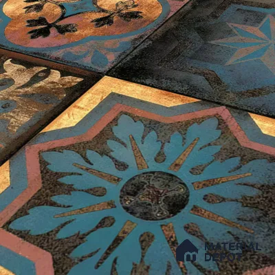 Moroccan Wall Tile TL 01453 B Piazza Elis Decor 1 ft x 1 ft Ceramic Glossy Finish Tile - 9 mm | Suitable for Bathroom, Kitchen & Balcony | Please Expect a Slight Variation of Pattern