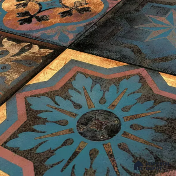 Moroccan Wall Tile TL 01453 B Piazza Elis Decor 1 ft x 1 ft Ceramic Glossy Finish Tile - 9 mm | Suitable for Bathroom, Kitchen & Balcony | Please Expect a Slight Variation of Pattern
