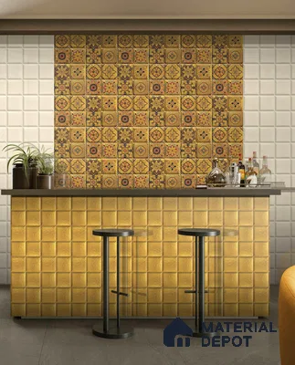 3D Wall Tile TL 01454 C Piazza Magnus Gold DK 300 x 300 mm Ceramic Glazed Glossy Finish Tile - 9 mm