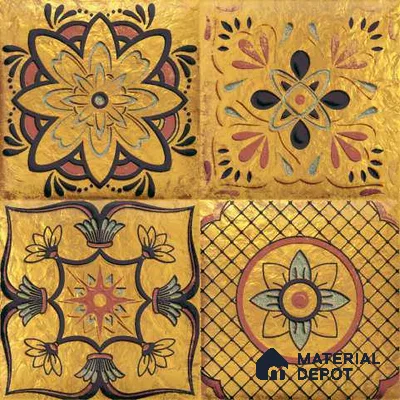 Highlighter Wall Tile TL 01454 A Piazza Magnus Gold HL 1 ft x 1 ft Ceramic Glazed Glossy Finish Tile - 9 mm | Suitable For Kitchen & Bathroom