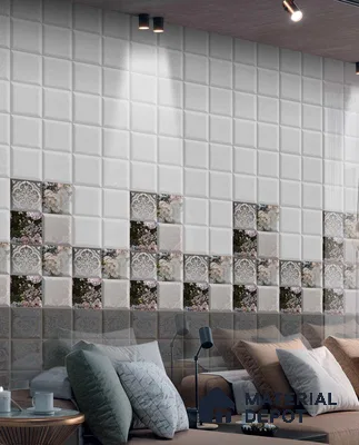Highlighter Wall Tile TL 01455 B Piazza Roselle HL2 1 ft x 1 ft Ceramic Glazed Glossy Finish Tile - 9 mm | Suitable For Kitchen & Bathroom
