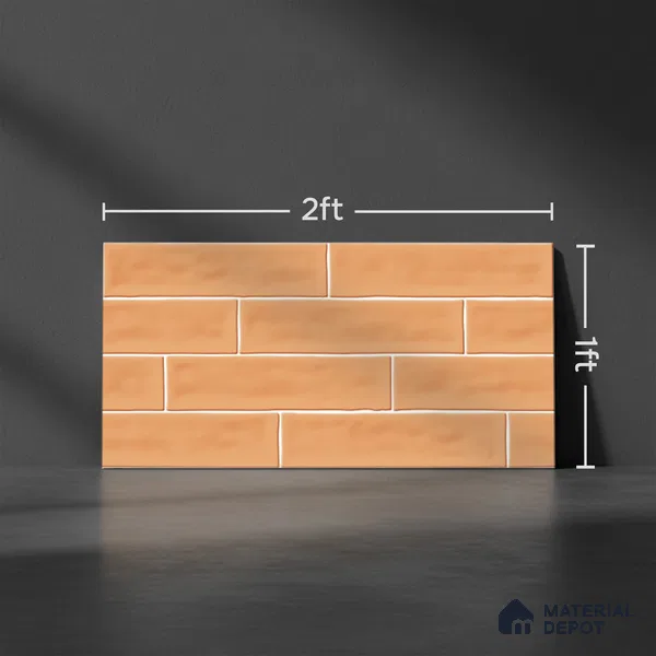 Faux Subway Wall Tile TL 06556 B Cluster Orange 2 ft x 1 ft Ceramic Glossy Finish - 8 mm | Suitable for Kitchen, Bathroom, Dining Area | Please Expect a Slight Variation of Pattern