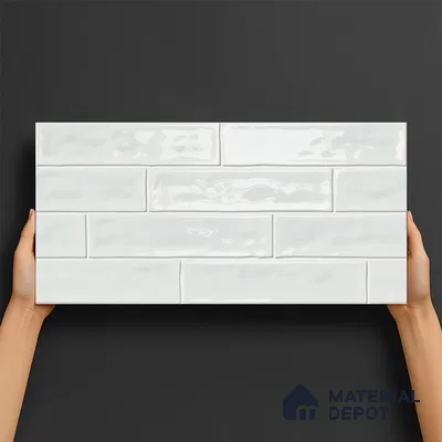 Faux Subway Wall Tile TL 06556 C Cluster Mint 2 ft x 1 ft Ceramic Glossy Finish - 8 mm | Suitable for Kitchen, Bathroom, Dining Area | Please Expect a Slight Variation of Pattern
