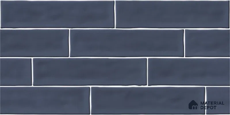 Faux Subway Wall Tile TL 06556 D Cluster Blue 2 ft x 1 ft Ceramic Glossy Finish - 8 mm | Suitable for Kitchen, Bathroom & Balcony Walls | Please Expect a Slight Variation of Pattern (Sample)