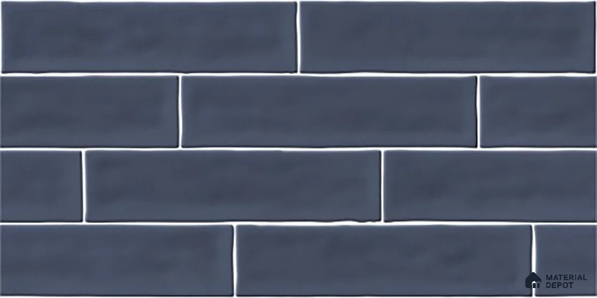 Faux Subway Wall Tile TL 06556 D Cluster Blue 2 ft x 1 ft Ceramic Glossy Finish - 8 mm | Suitable for Kitchen, Bathroom & Balcony Walls | Please Expect a Slight Variation of Pattern (Sample)