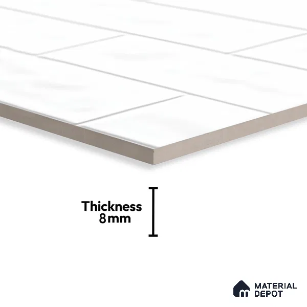 Faux Subway Wall Tile TL 06556 E Cluster White 2 ft x 1 ft Ceramic Glossy Finish - 8 mm | Suitable for Kitchen, Bathroom & Balcony Walls | Please Expect a Slight Variation of Pattern (Sample)