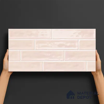 Faux Subway Wall Tile TL 06556 Cluster Pink 2 ft x 1 ft Ceramic Glossy Finish - 8 mm | Suitable for Kitchen, Bathroom, Dining Area | Please Expect a Slight Variation of Pattern