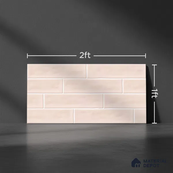 Faux Subway Wall Tile TL 06556 Cluster Pink 2 ft x 1 ft Ceramic Glossy Finish - 8 mm | Suitable for Kitchen, Bathroom, Dining Area | Please Expect a Slight Variation of Pattern