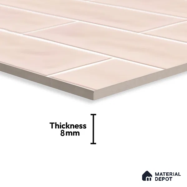 Faux Subway Wall Tile TL 06556 Cluster Pink 2 ft x 1 ft Ceramic Glossy Finish - 8 mm | Suitable for Kitchen, Bathroom, Dining Area | Please Expect a Slight Variation of Pattern