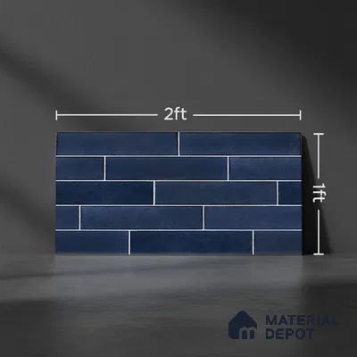 Faux Subway Wall Tile TL 06563 B R Tribeca Blue 2 ft x 1 ft Ceramic Glossy Finish - 8 mm | Suitable for Kitchen, Bathroom & Balcony Walls | Please Expect a Slight Variation of Pattern (Sample)