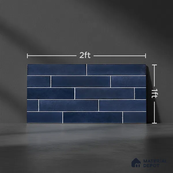 Faux Subway Wall Tile TL 06563 B R Tribeca Blue 2 ft x 1 ft Ceramic Glossy Finish - 8 mm | Suitable for Kitchen, Bathroom & Balcony Walls | Please Expect a Slight Variation of Pattern (Sample)
