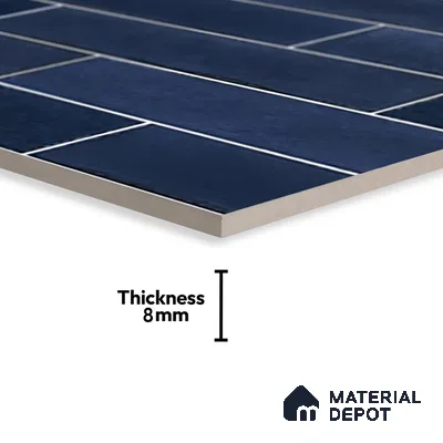 Faux Subway Wall Tile TL 06563 B R Tribeca Blue 2 ft x 1 ft Ceramic Glossy Finish - 8 mm | Suitable for Kitchen, Bathroom & Balcony Walls | Please Expect a Slight Variation of Pattern (Sample)