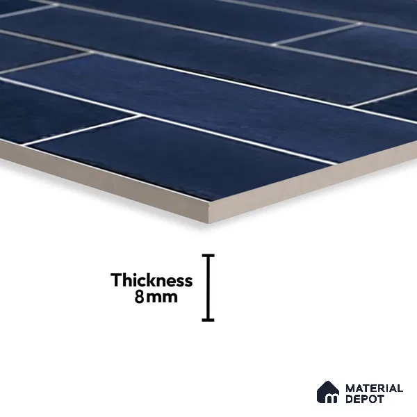 Faux Subway Wall Tile TL 06563 B R Tribeca Blue 2 ft x 1 ft Ceramic Glossy Finish - 8 mm | Suitable for Kitchen, Bathroom & Balcony Walls | Please Expect a Slight Variation of Pattern (Sample)