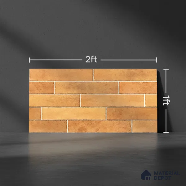 Faux Subway Wall Tile TL 06563 C R Tribeca Orange 2 ft x 1 ft Ceramic Glossy Finish - 8 mm | Suitable for Kitchen, Bathroom & Balcony Walls | Please Expect a Slight Variation of Pattern (Sample)