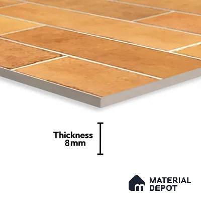 Faux Subway Wall Tile TL 06563 C R Tribeca Orange 2 ft x 1 ft Ceramic Glossy Finish - 8 mm | Suitable for Kitchen, Bathroom & Balcony Walls | Please Expect a Slight Variation of Pattern (Sample)