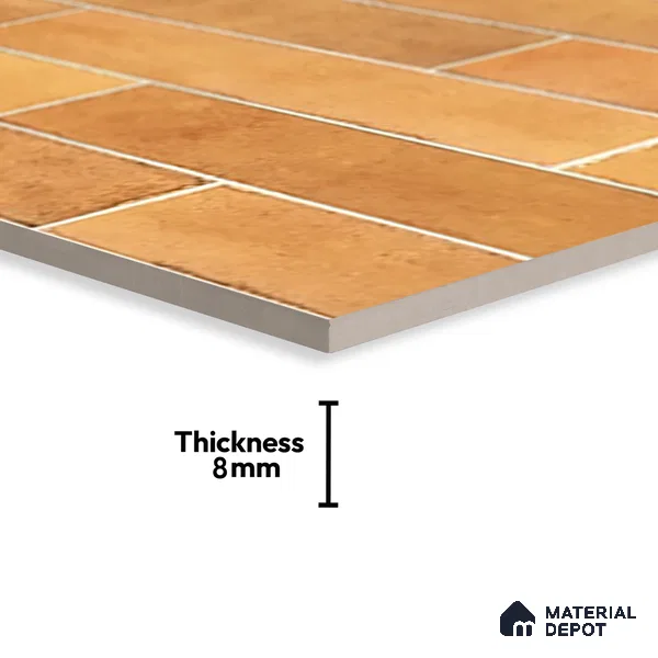 Faux Subway Wall Tile TL 06563 C R Tribeca Orange 2 ft x 1 ft Ceramic Glossy Finish - 8 mm | Suitable for Kitchen, Bathroom & Balcony Walls | Please Expect a Slight Variation of Pattern (Sample)