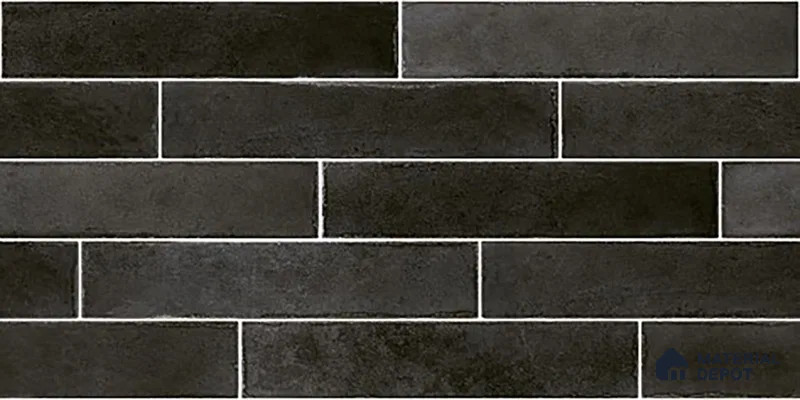 Faux Subway Wall Tile TL 06563 D R Tribeca Black 2 ft x 1 ft Ceramic Glossy Finish - 8 mm | Suitable for Kitchen, Bathroom & Balcony Walls | Please Expect a Slight Variation of Pattern (Sample)