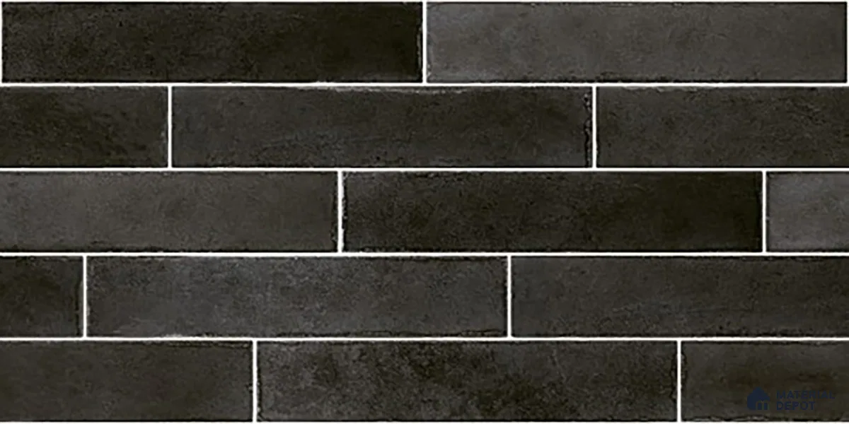 Faux Subway Wall Tile TL 06563 D R Tribeca Black 2 ft x 1 ft Ceramic Glossy Finish - 8 mm | Suitable for Kitchen, Bathroom & Balcony Walls | Please Expect a Slight Variation of Pattern (Sample)