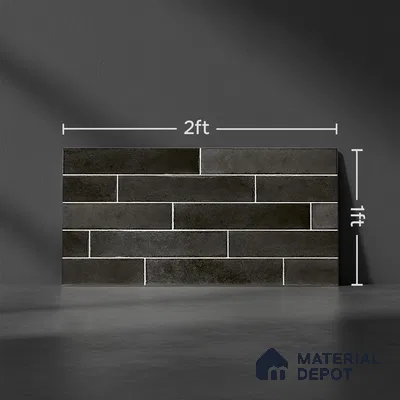 Faux Subway Wall Tile TL 06563 D R Tribeca Black 2 ft x 1 ft Ceramic Glossy Finish - 8 mm | Suitable for Kitchen, Bathroom & Balcony Walls | Please Expect a Slight Variation of Pattern (Sample)
