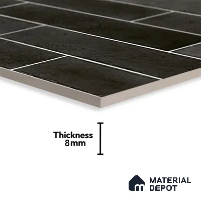Faux Subway Wall Tile TL 06563 D R Tribeca Black 2 ft x 1 ft Ceramic Glossy Finish - 8 mm | Suitable for Kitchen, Bathroom & Balcony Walls | Please Expect a Slight Variation of Pattern (Sample)