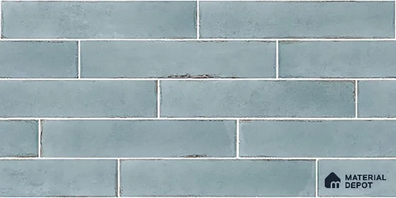 Faux Subway Wall Tile TL 06563 E R Tribeca Aqua 2 ft x 1 ft Ceramic Glossy Finish - 8 mm | Suitable for Kitchen, Bathroom & Balcony Walls | Please Expect a Slight Variation of Pattern (Sample)