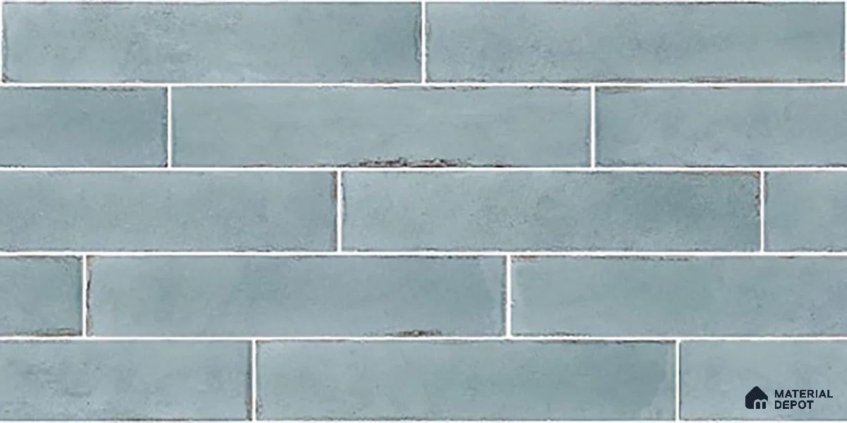 Faux Subway Wall Tile TL 06563 E R Tribeca Aqua 2 ft x 1 ft Ceramic Glossy Finish - 8 mm | Suitable for Kitchen, Bathroom & Balcony Walls | Please Expect a Slight Variation of Pattern (Sample)
