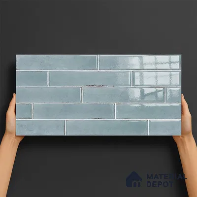 Faux Subway Wall Tile TL 06563 E R Tribeca Aqua 2 ft x 1 ft Ceramic Glossy Finish - 8 mm | Suitable for Kitchen, Bathroom & Balcony Walls | Please Expect a Slight Variation of Pattern (Sample)