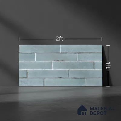 Faux Subway Wall Tile TL 06563 E R Tribeca Aqua 2 ft x 1 ft Ceramic Glossy Finish - 8 mm | Suitable for Kitchen, Bathroom & Balcony Walls | Please Expect a Slight Variation of Pattern (Sample)