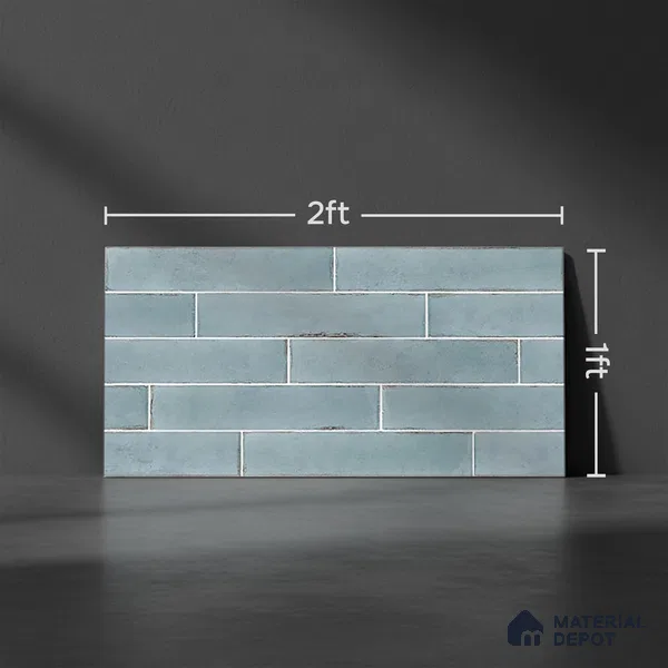 Faux Subway Wall Tile TL 06563 E R Tribeca Aqua 2 ft x 1 ft Ceramic Glossy Finish - 8 mm | Suitable for Kitchen, Bathroom & Balcony Walls | Please Expect a Slight Variation of Pattern (Sample)