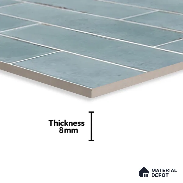 Faux Subway Wall Tile TL 06563 E R Tribeca Aqua 2 ft x 1 ft Ceramic Glossy Finish - 8 mm | Suitable for Kitchen, Bathroom & Balcony Walls | Please Expect a Slight Variation of Pattern (Sample)