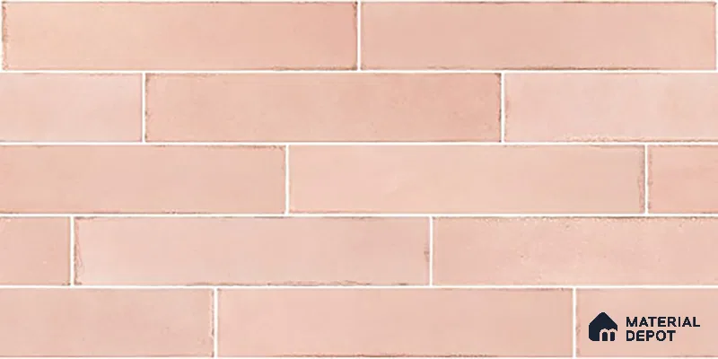 Faux Subway Wall Tile TL 06563 R Tribeca Pink 2 ft x 1 ft Ceramic Glossy Finish - 8 mm | Suitable for Kitchen, Bathroom & Balcony Walls | Please Expect a Slight Variation of Pattern (Sample)